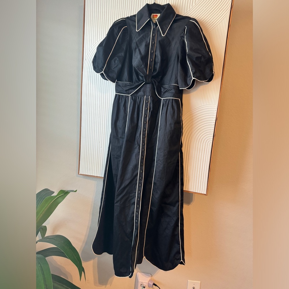 FARM Rio Black Dress with White Contrast Detail - Picture 9 of 12